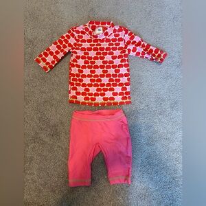 Boden Red Apple Print Kids Swim Rashguard Set
